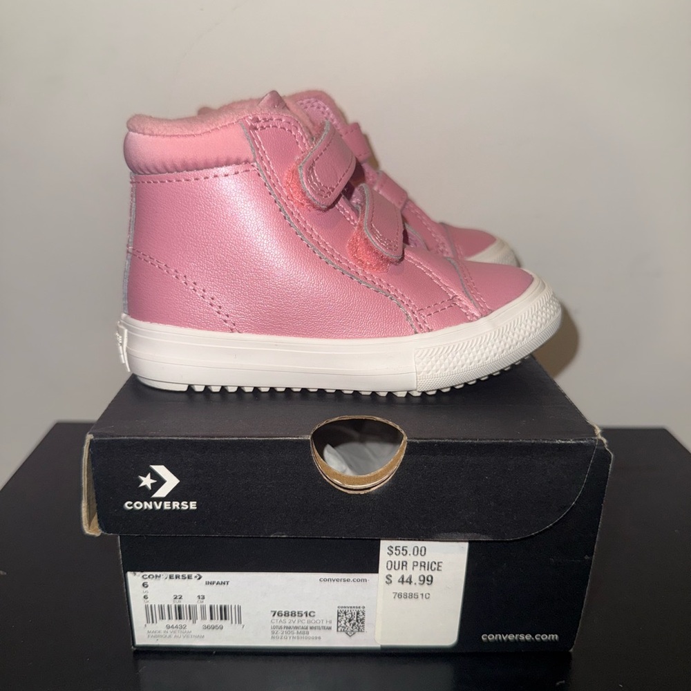Converse Kids' Pink Velcro High-Tops